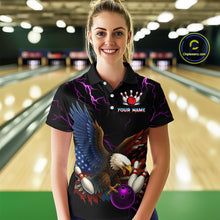 Load image into Gallery viewer, Purple Thunder US Flag Eagle Bowling Shirts for Women Team Bowling Polo & Quarter-Zip HNT96