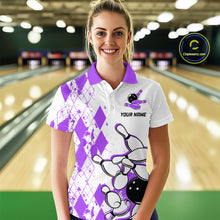 Load image into Gallery viewer, Purple Vintage Bowling Custom Women Bowling Shirt Polo & Quarter-Zip Bowling Team Jerseys HNT68