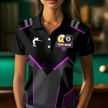 Load image into Gallery viewer, Personalized Billiard 8 Ball & 9 Ball Pool Polo, 1/4 Zip For Women Custom Team Billiard Jersey|Purple TDM3582