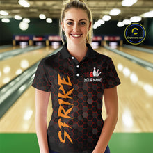 Load image into Gallery viewer, Custom Strike Red Bowling Women Bowling Shirt Polo & Quarter-Zip Bowling Team Jerseys HNT79