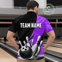 Load image into Gallery viewer, Custom Purple Bowling Custom Men Bowling Shirt Polo & Quarter-Zip Bowling Team Jerseys HNT75