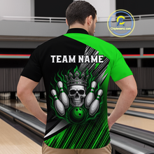 Load image into Gallery viewer, Green Skull Crown Bowling Custom Men Bowling Shirt Polo & Quarter-Zip Bowling Team Jerseys HNT65