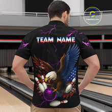 Load image into Gallery viewer, Purple Thunder US Flag Eagle Bowling Shirts for Men Team Bowling Polo & Quarter-Zip HNT96