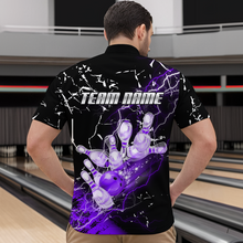 Load image into Gallery viewer, Custom Purple Lightning Bowling Shirts for Men Women Team Bowling Polo & 1/4 Zip MBL80