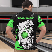 Load image into Gallery viewer, Custom Green Butterflies Bowling Shirt for Men Women Team Bowling Polo&Quater Zip MBL76