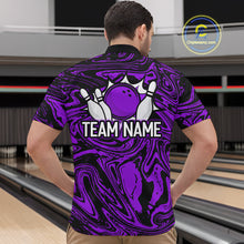 Load image into Gallery viewer, Custom Purple Bowling Men Bowling Shirt Polo & Quarter-Zip Bowling Team Jerseys HNT81