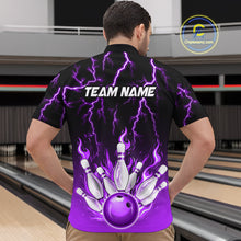 Load image into Gallery viewer, Purple Thunder Bowling Custom Men Bowling Shirt Polo & Quarter-Zip Bowling Team Shirts HNT71