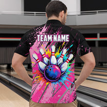 Load image into Gallery viewer, Custom Pink Bowling Shirt for Women Men Bowling Water Color Bowling Polo & 1/4 Zip Shirts MBL37