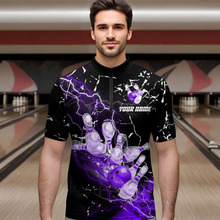 Load image into Gallery viewer, Custom Purple Lightning Bowling Shirts for Men Women Team Bowling Polo & 1/4 Zip MBL80