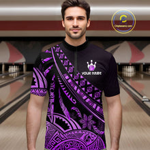 Load image into Gallery viewer, Purple Vintage Bowling Custom Men Bowling Shirt Polo & Quarter-Zip Bowling Team Jerseys HNT69