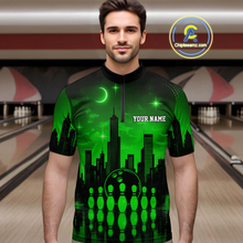 Load image into Gallery viewer, Green Bowling Custom Men Bowling Shirt Polo & Quarter-Zip Bowling Team Jerseys HNT66