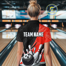 Load image into Gallery viewer, Custom Red Bowling Custom Women Bowling Shirt Polo & Quarter-Zip Bowling Team Jerseys HNT75