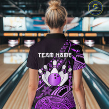 Load image into Gallery viewer, Purple Vintage Bowling Custom Women Bowling Shirt Polo & Quarter-Zip Bowling Team Jerseys HNT69