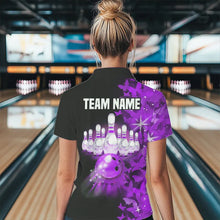 Load image into Gallery viewer, Purple Butterfly Bowling Shirts For Men Women Custom 1/4 Zip Bowling Jersey Team BDT505