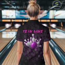 Load image into Gallery viewer, Custom Strike Purple Bowling Women Bowling Shirt Polo & Quarter-Zip Bowling Team Jerseys HNT79