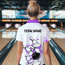 Load image into Gallery viewer, Purple Vintage Bowling Custom Women Bowling Shirt Polo & Quarter-Zip Bowling Team Jerseys HNT68