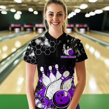 Load image into Gallery viewer, Purple Watercolor Bowling Shirts Men Women Team Custom Bowling Polo & 1/4 Zip Shirt MBL60