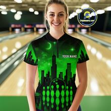 Load image into Gallery viewer, Green Bowling Custom Women Bowling Shirt Polo & Quarter-Zip Bowling Team Jerseys HNT66