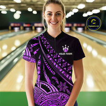 Load image into Gallery viewer, Purple Vintage Bowling Custom Women Bowling Shirt Polo & Quarter-Zip Bowling Team Jerseys HNT69