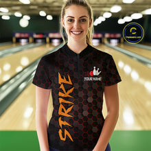 Load image into Gallery viewer, Custom Strike Red Bowling Women Bowling Shirt Polo & Quarter-Zip Bowling Team Jerseys HNT79