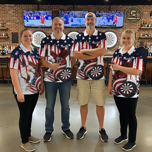 US Flag Eagle 3D Dartboard Women Darts Team Shirt Personalized Patriotic Dart Quarter-Zip Jerseys NYN2571
