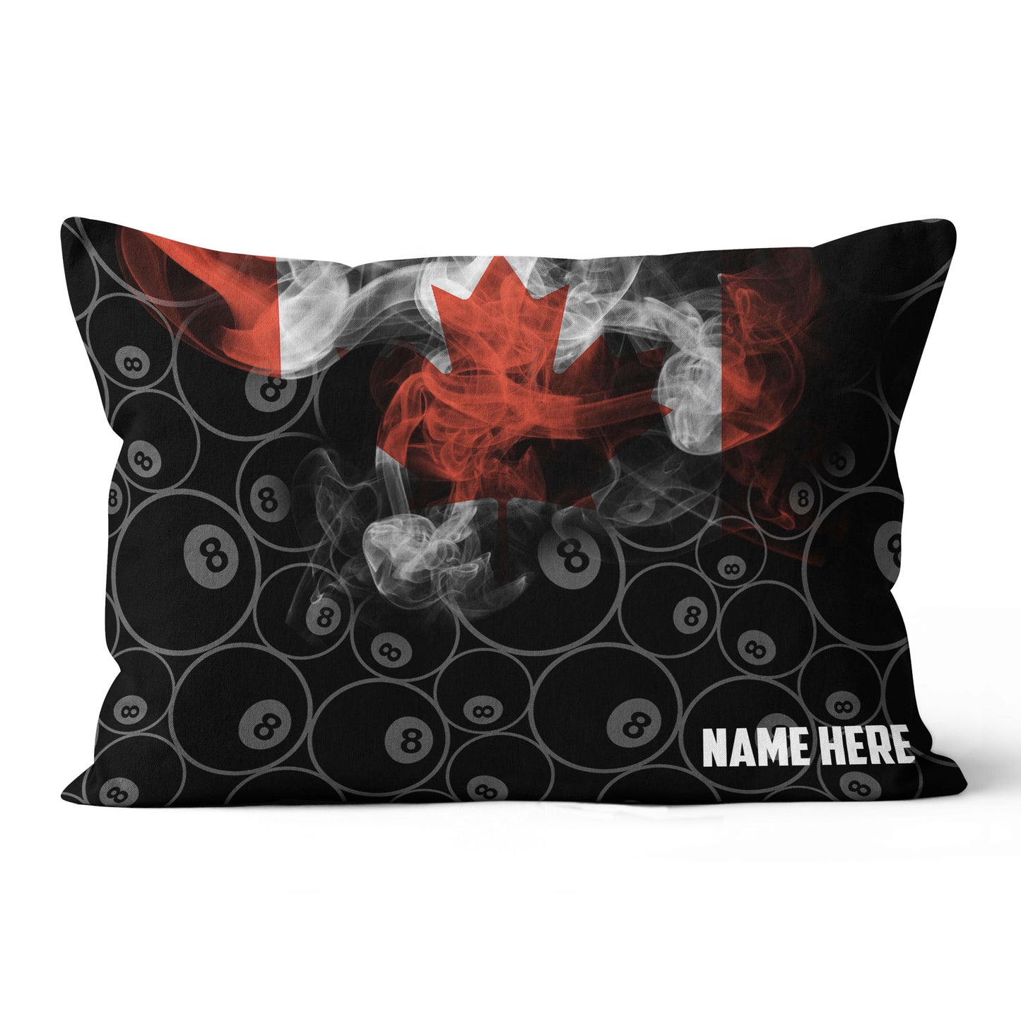 Personalized Vintage Smoke Canadian Flag 8 Ball Billiard Throw Pillow VHM0909