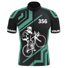 Load image into Gallery viewer, Green Mens cycling jersey UPF50+ road bike shirt Breathable biking tops with 3 pockets & full zip| SLC01