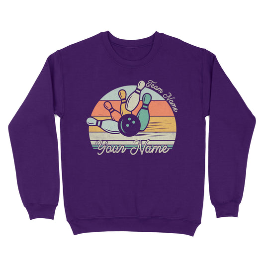 Custom Bowling Retro Shirt, Personalized Bowling Name Crew Neck Sweatshirt