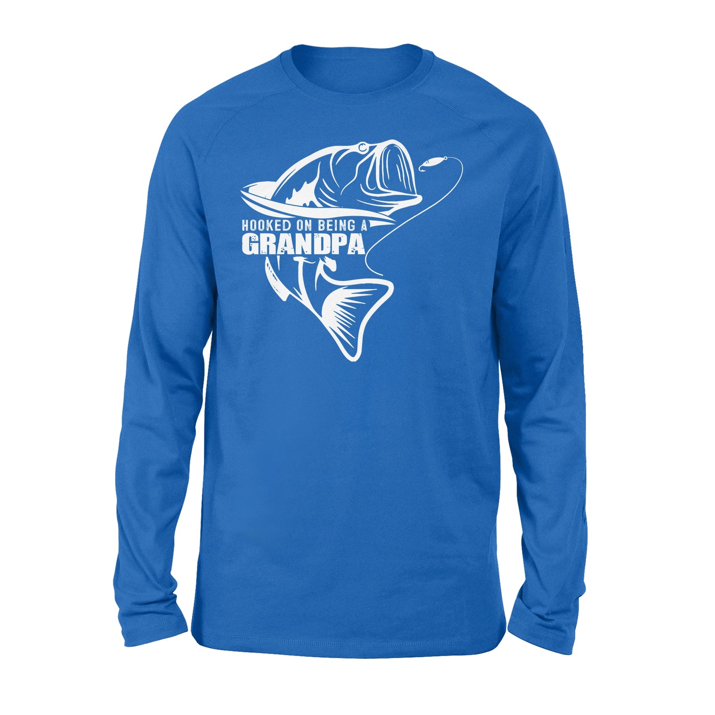 Grandpa Fishing Shirt, Hooked on being a Grandpa, Funny Fishing Gift for Grandpa D02 NQS1335 Long Sleeve
