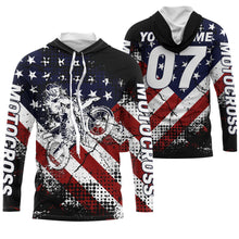 Load image into Gallery viewer, Adult&kid UPF30+ American flag jersey Motocross customizable dirt bike off-road motorcycle shirt PDT28