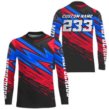 Load image into Gallery viewer, Custom Motocross jersey UPF30+ kid&adult blue red dirt bike racing off-road motorcycle racewear NMS945
