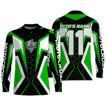 Load image into Gallery viewer, Adult&kid custom Motocross green jersey MX off-road UPF30+ racing dirt bike shirt motorcycle PDT327