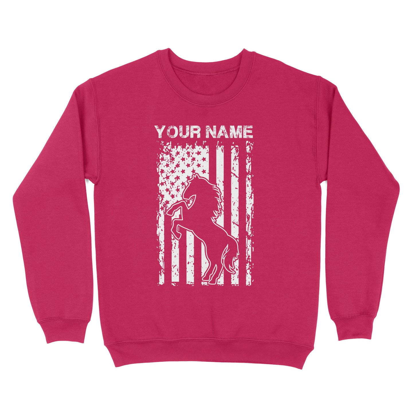 Personalized Horse American Flag, USA, Patriotic Cowgirl Equestrian shirts D02 NQS2773 - Standard Crew Neck Sweatshirt