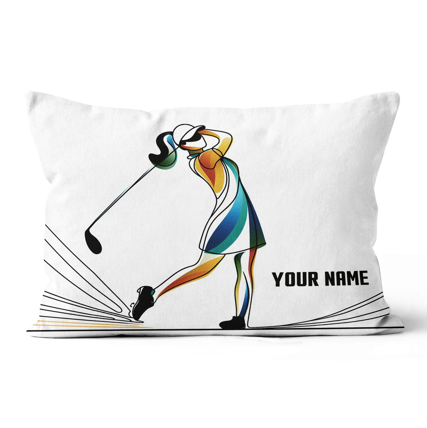 Colorful Continuous Golfer Custom Golf Pillow Personalized Golfing Gifts LDT1161