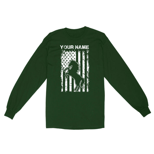 Personalized Horse American Flag, USA, Patriotic Cowgirl Equestrian shirts D02 NQS2773 - Standard Long Sleeve