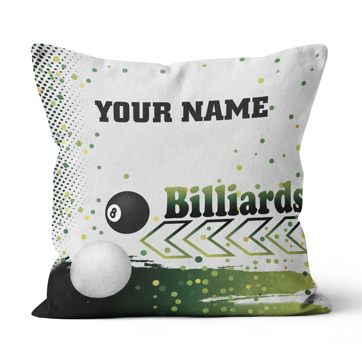 Personalized Green 8 Ball Billiard Pillow Custom Pool Cue Billiard Gif