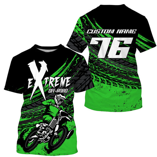 Personalized extreme MX racing jersey kid men women green Motocross shirt UPF30+ motorcycle biker PDT309