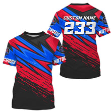 Load image into Gallery viewer, Custom Motocross jersey UPF30+ kid&adult blue red dirt bike racing off-road motorcycle racewear NMS945