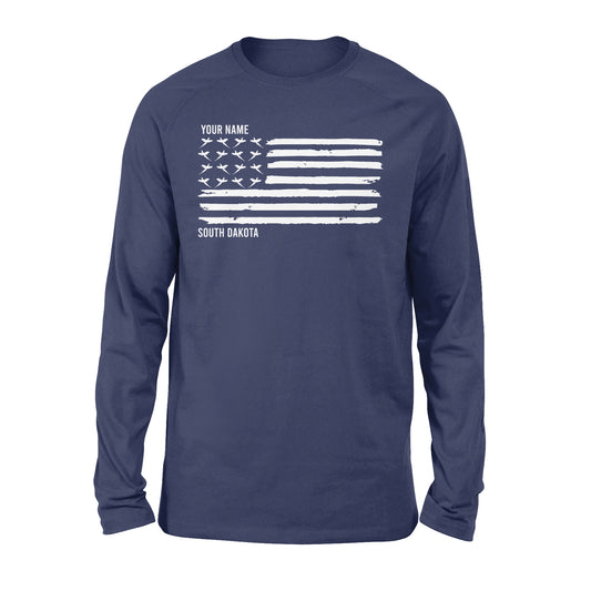 South Dakota Pheasant Flag custom Name long sleeve shirt - FSD1161
