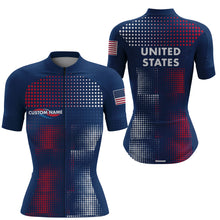 Load image into Gallery viewer, USA cycling jersey men & women full zipper American bike shirt UPF50+ Cycle gear with 3 pockets| SLC180