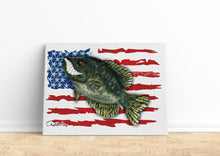 Load image into Gallery viewer, Angry Crappie fishing art with American flag ChipteeAmz's art Matte Canvas AT037