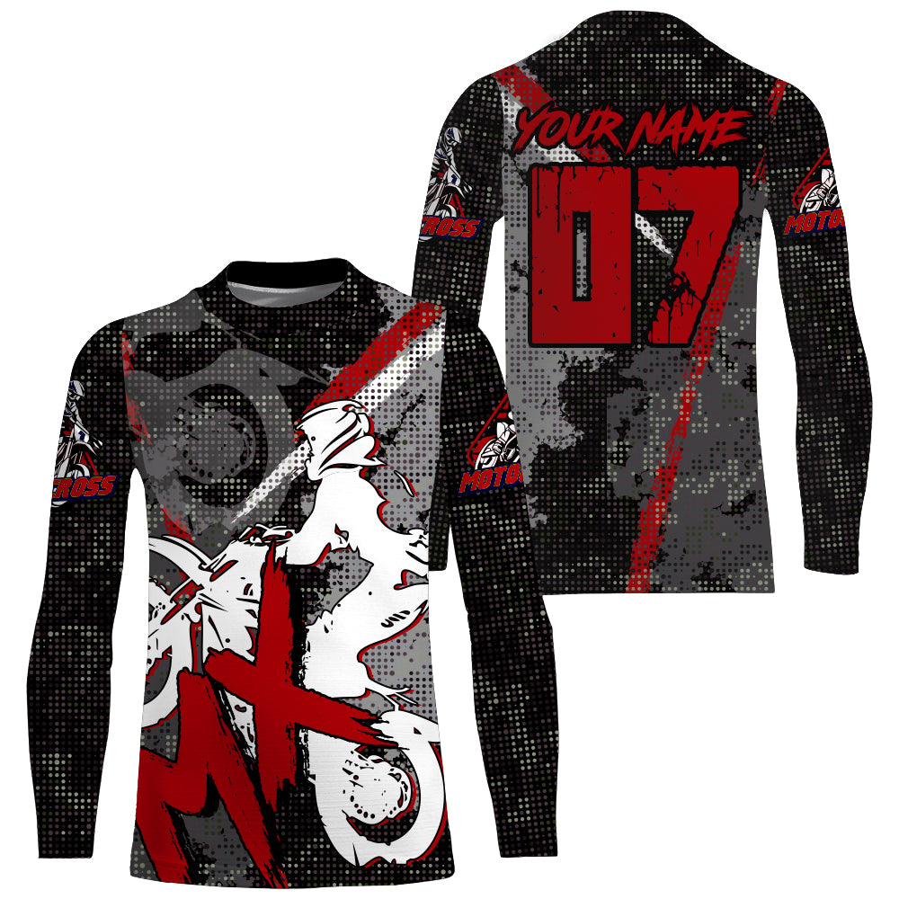 Red MX Jersey Custom UPF30+ Dirt Bike Shirt For Men Women Youth