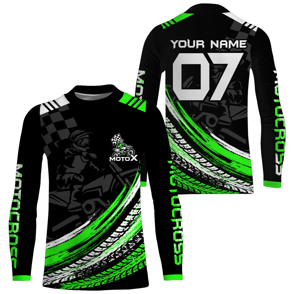 Youth Motocross Jersey UPF30+ Custom Green Dirt Bike Shirt For Boy Gir –  ChipteeAmz