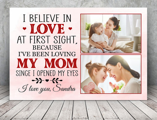 Personalized Canvas| Mother and I, Love At First Sight - Custom Image Canvas| Sunflower Canvas| Birthday Gifts, Mother's Day Gift T255