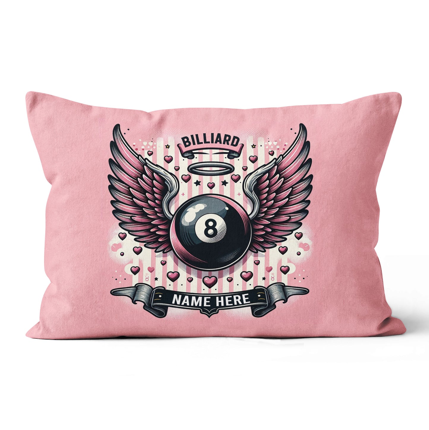Personalized Pink Billiard With Wings Pillow, Best Valentine Gifts For Billiard Lover TDM0884
