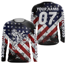 Load image into Gallery viewer, Adult&kid UPF30+ American flag jersey Motocross customizable dirt bike off-road motorcycle shirt PDT28