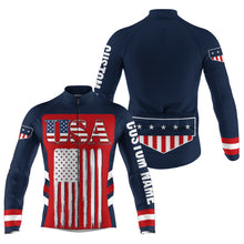 Load image into Gallery viewer, USA Men & Women cycling jersey UPF50+ American bike shirt with 3 pockets & full zip MTB BMX Gear| SLC164