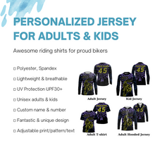 Load image into Gallery viewer, Purple personalized dirt bike jersey adult&kid UV protective off-road Just Ride motorcycle shirt PDT02