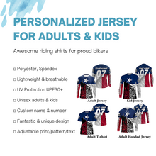 Load image into Gallery viewer, TX Texas flag motocross jersey custom name number UPF30+ adult&kid MX racing motorcycle racewear NMS959