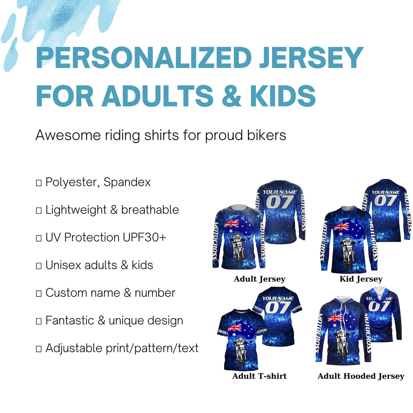 Australia Motocross Jersey Custom Youth Mens Womens AU Flag Dirt Bike Racing Off Road Motorcycle Shirt| NMS830